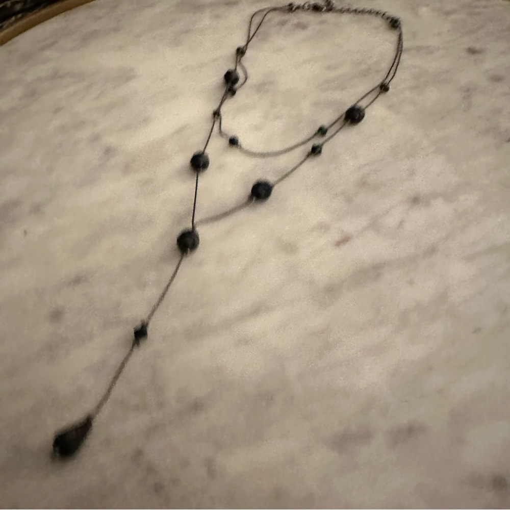 Delicate Black Beaded Y-Necklace - Women Jewelry